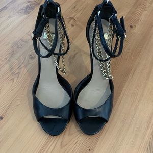 Marciano Heels Metallic Chain Sexy Open Toe Pumps